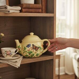 Harry & David Limited Edition Butterfly Teapot | Ceramic Floral Cottagecore